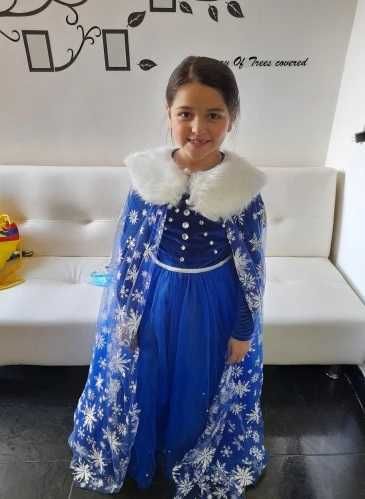 Rochie/rochita Elsa Frozen cu trena si blanita