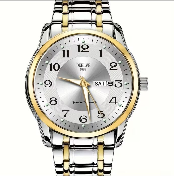 DEBLVE Мъжки моден часовник от неръждаема стомана с светещи ръце, дата