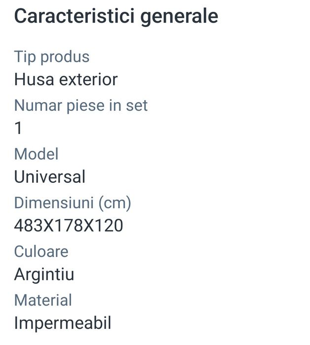 Husă / Prelată auto exterioară NOUĂ