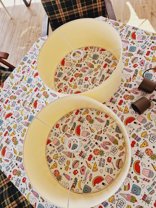 Абажури 42 см нови текстилни цвят екрю