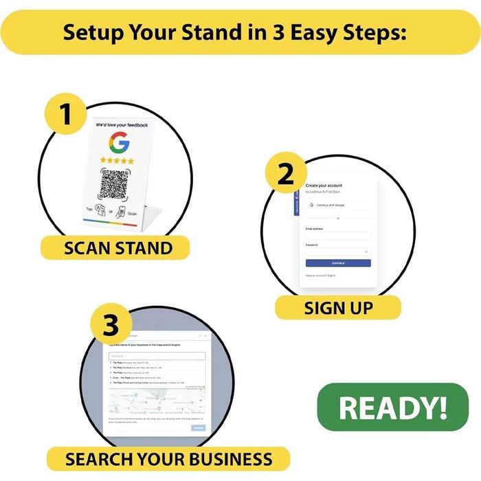 Табела / стойка за Google отзиви с NFC + QR код за ресторант/бизнес