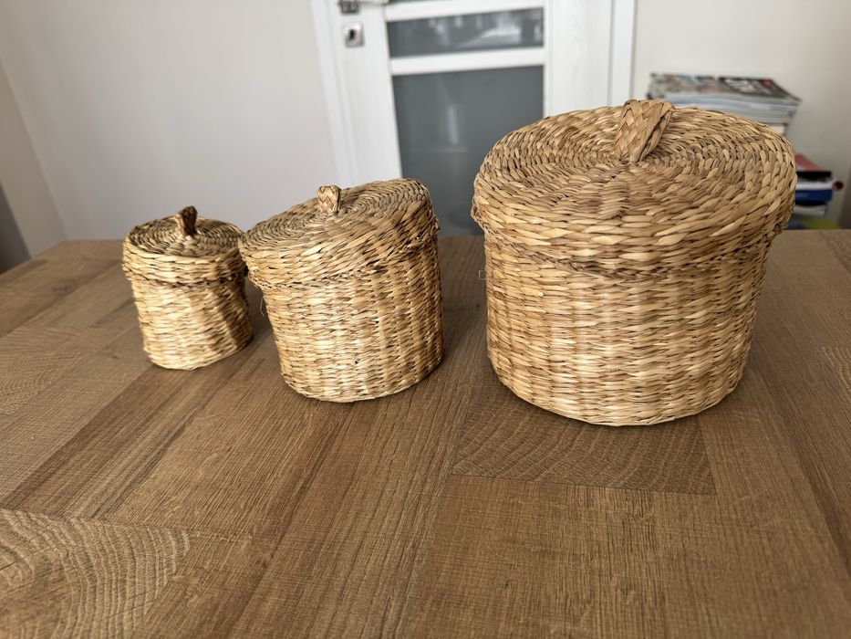 Комплект 3 броя плетени панери