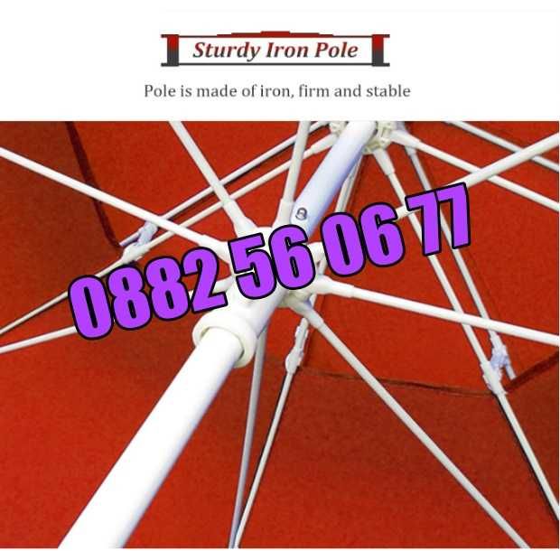 Плажен чадър с двоен покрив, ВЕТРОУСТОЙЧИВ, градински чадър с двоен покрив