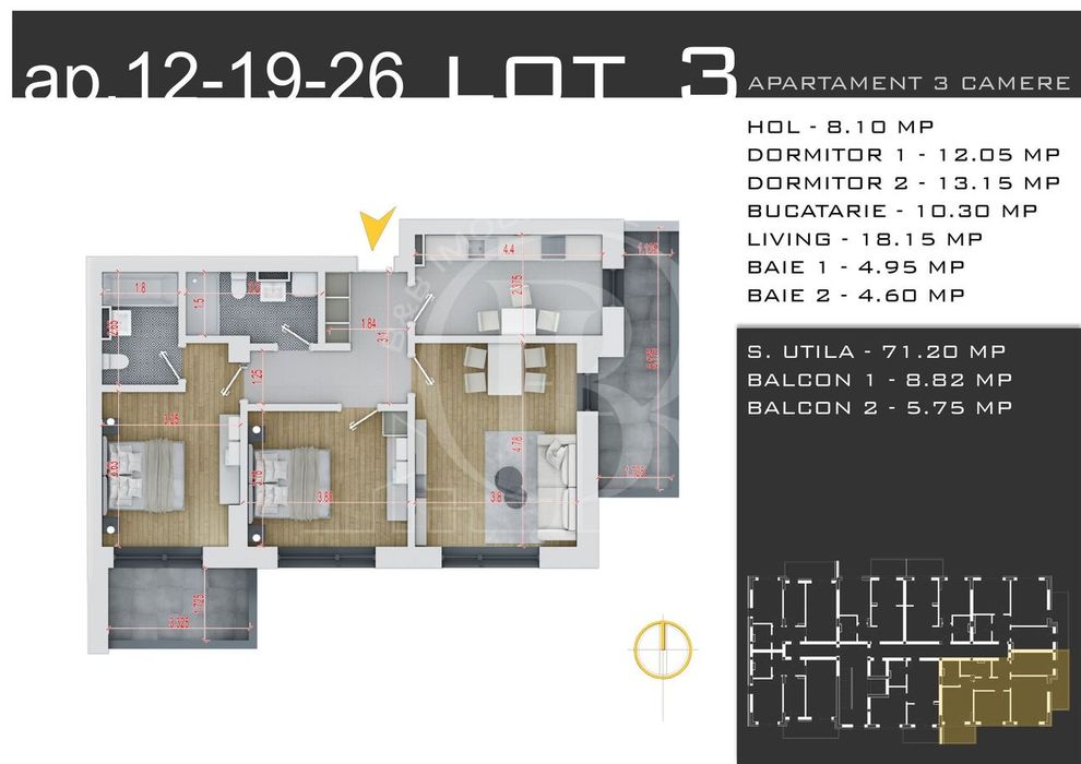 Parcare Gratuita-Theodor Pallady-3 camere-Decomandat
