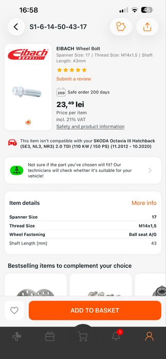 Distantiere si prezoane EIBACH 5x112 15mm (spacer)