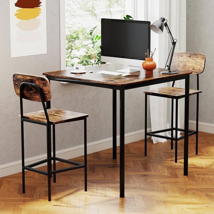 Set mobilier masa şi 4 scaune maro cadru metalic
