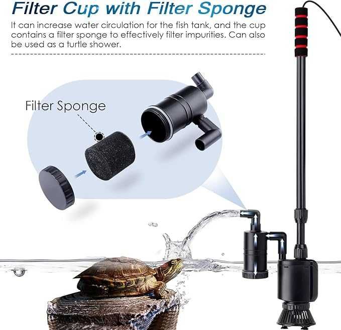 AQQA Прахосмукачка за чакъл за аквариум, 6-в-1,електрическа