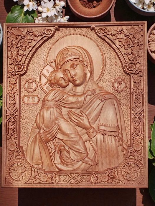 Дърворезбована икона на Св. Мина-авторска дърворезба