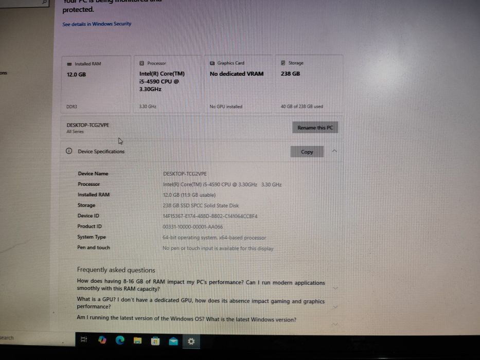 Компютър i5 4590, 12 gb ram, 240 ssd