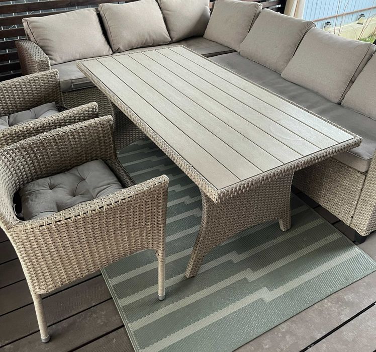 Set pentru terasa/gradina din poliratan cu coltar, masa si scaune JYSK