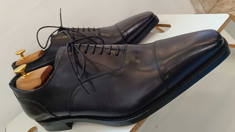 Pantofi de lux 46 46.5 oxford cap toe GREVE NOI lucrati manual piele