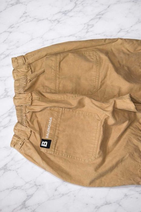 дамски карго cargo  панталон баленсиага бежов горчица с джобове и черен колан дъдлъг панталон camel balenciaga
