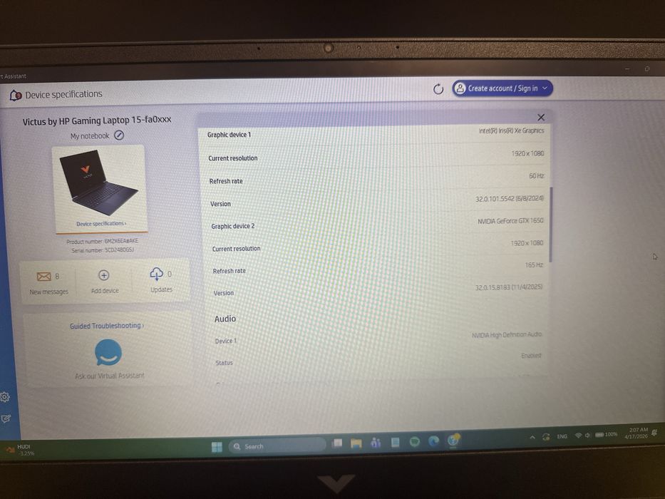 Laptop gaming HP Victus 15 I7