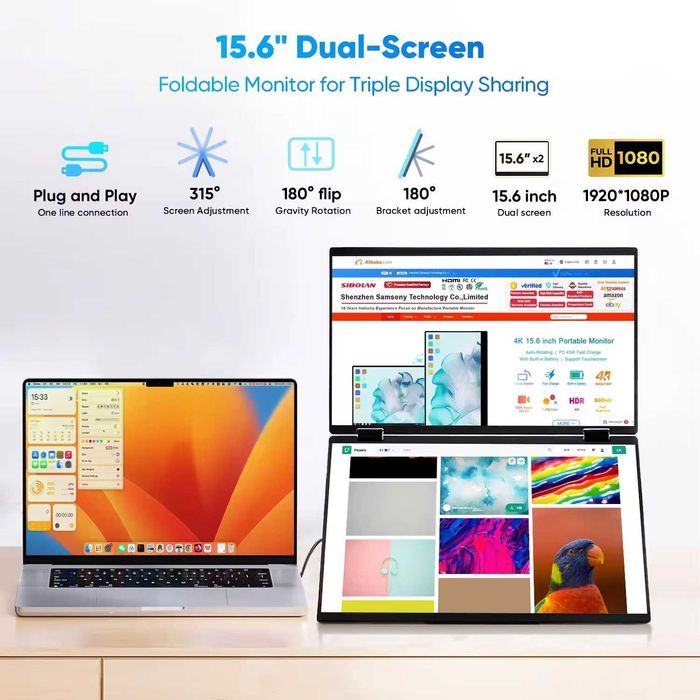 Портативный монитор 16,14,12," с двойным экраном, хорошая цена