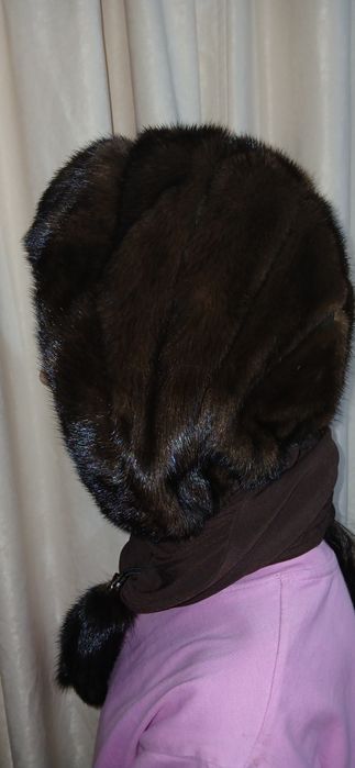 Норковая косынка шапка