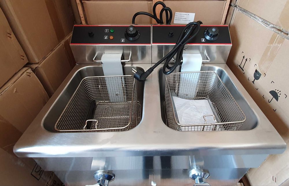 Reducere Friteuza profesionala cu robineti 10l+10l -TRANSPORT GRATUIT