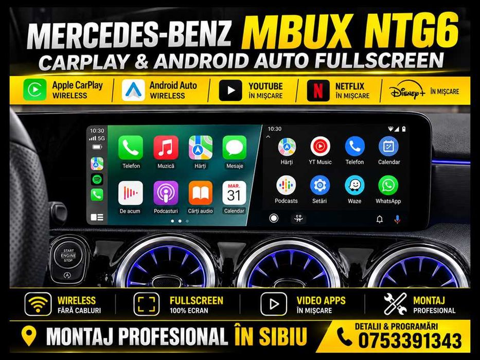Modul Apple CarPlay Fullscreen Mercedes-Benz MBUX A CLA E GLA GLC GLE