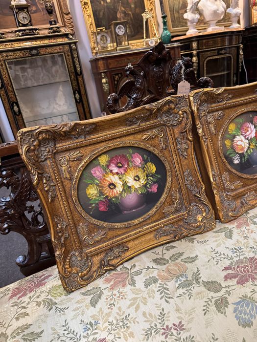 Doua tablouri deosebite - pictura in ulei, rama baroc lemn