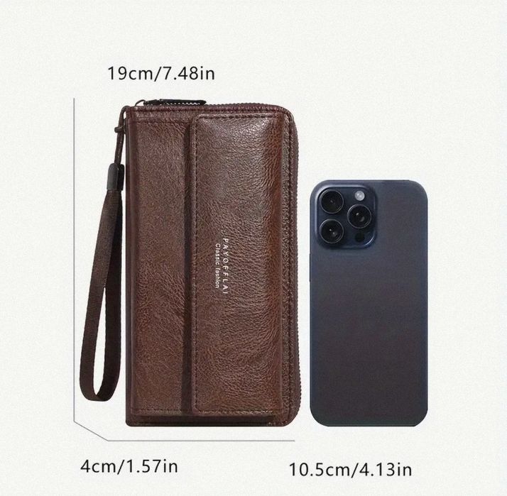 Мужской Стильный Темно коричневый Кошелек из Искусственной Кожи