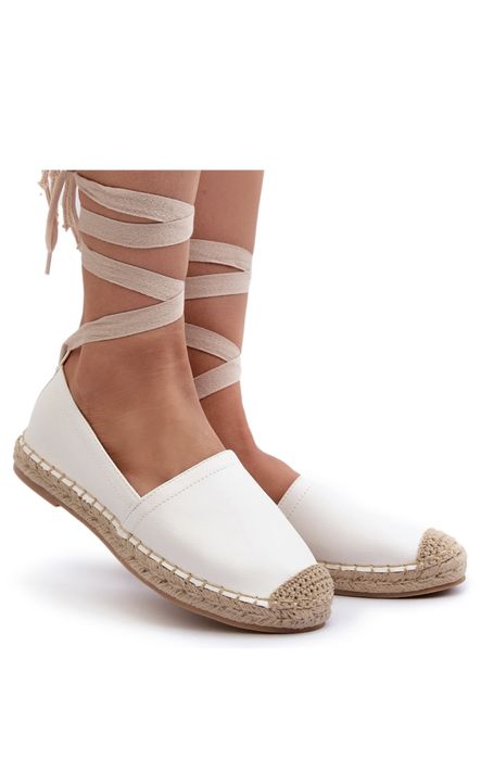 Espadrile alb bej