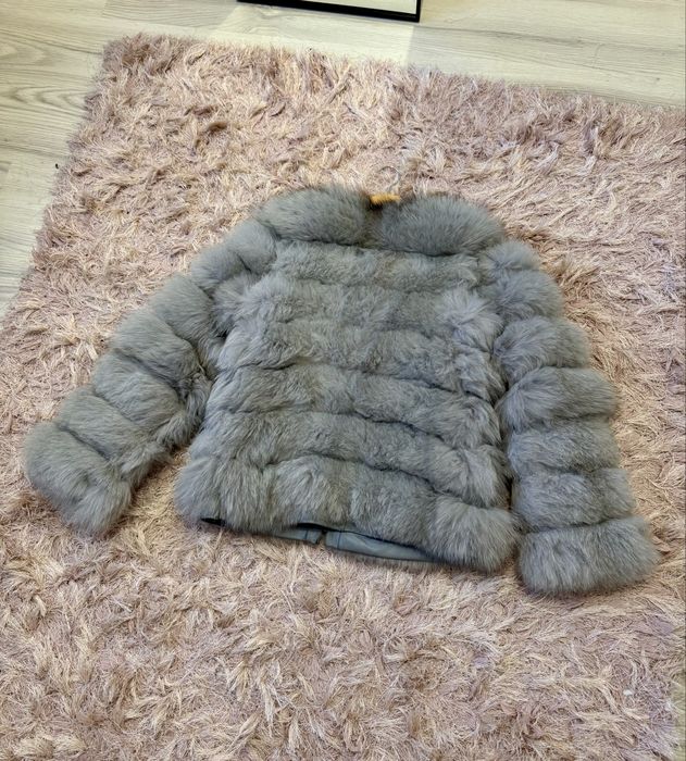Haina de naturala 3 in 1 de vulpe gri argintie marimea S