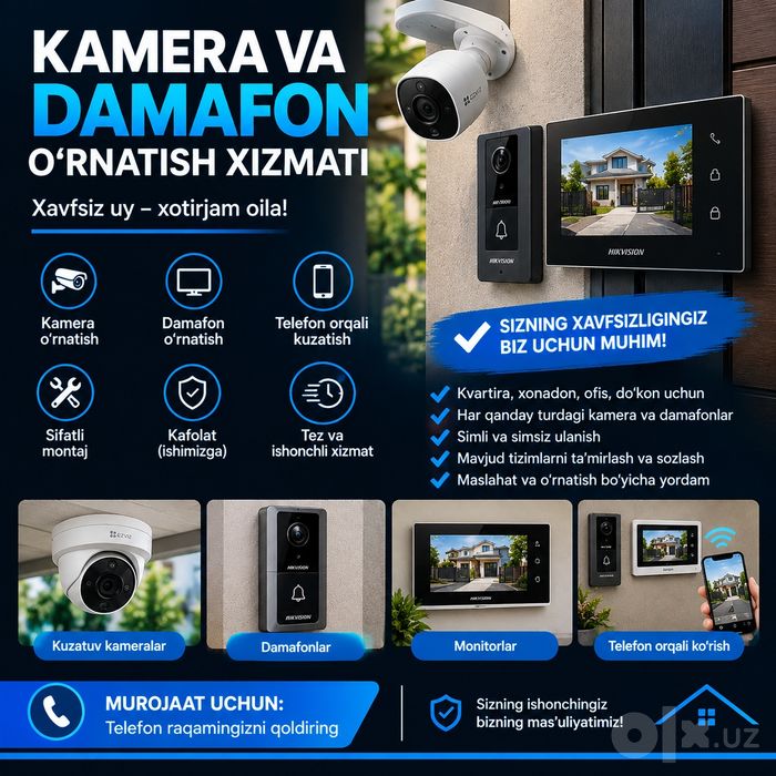 kamera damafon telvizor ustanofka