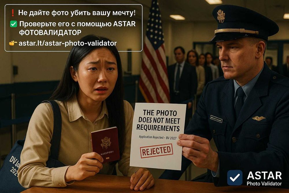 Проверка фото для лотереи Green Card через ASTAR Фото-валидатор.