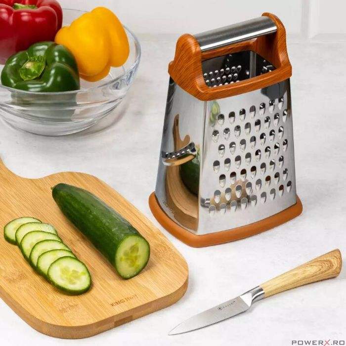 Razatoare universala manuala din otel inoxidabi si lemn, 4 fete,