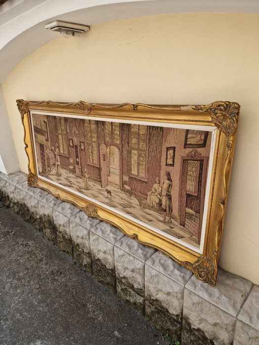 Уникален огромен антикварен белгийски гоблен