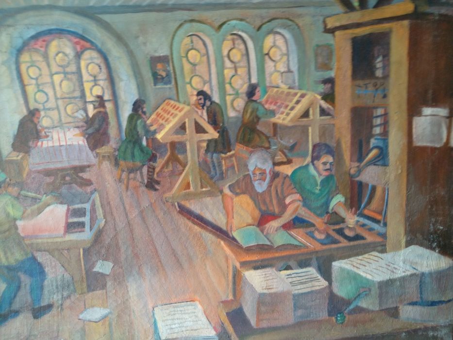 Продавам антикварна картина Средновековни крепостни мотиви 2