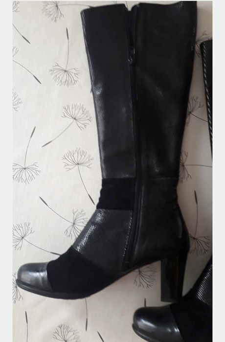 Дамски ботуши естествена кожа и велур