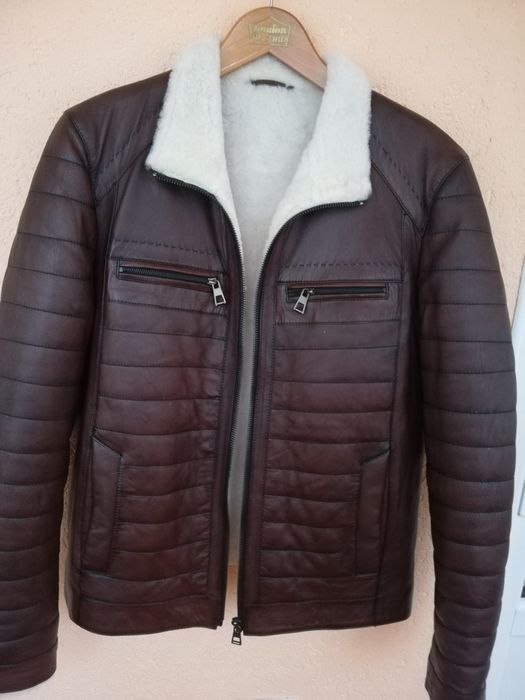 Geaca piele bărbati Azzaro L cu blana