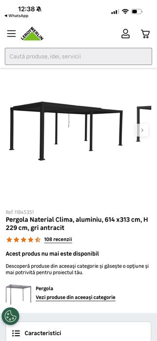 Pergola aluminiu, gri antracit