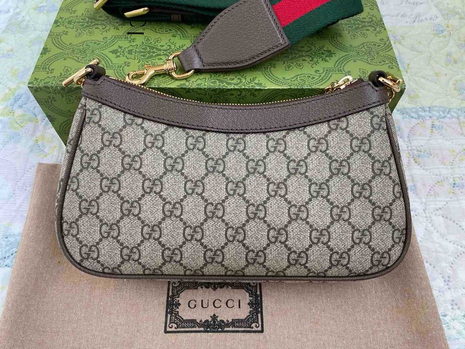 Гучи Бежова Canvas Чанта Ophidia За Рамо Оригинална Кожа Синджир Gucci
