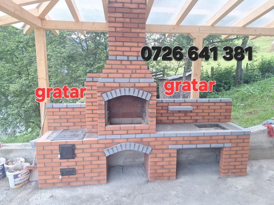 Gratar rustic de cărămidă plita țărănească cuptor de pâine afumături masă de lucru și ghiuveta