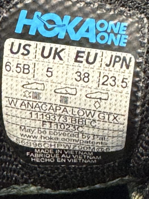 Маратонки HOKA ANACAPA LOW GORE-TEX Vibram . Размер 38