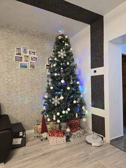 Brad cu lumini led si fibra optica luminata  2.5 metri 250 cm