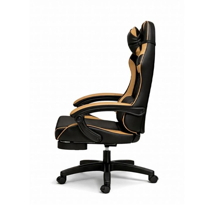 Ергономичен геймърски стол с масаж и подложка за крака, PU кожа