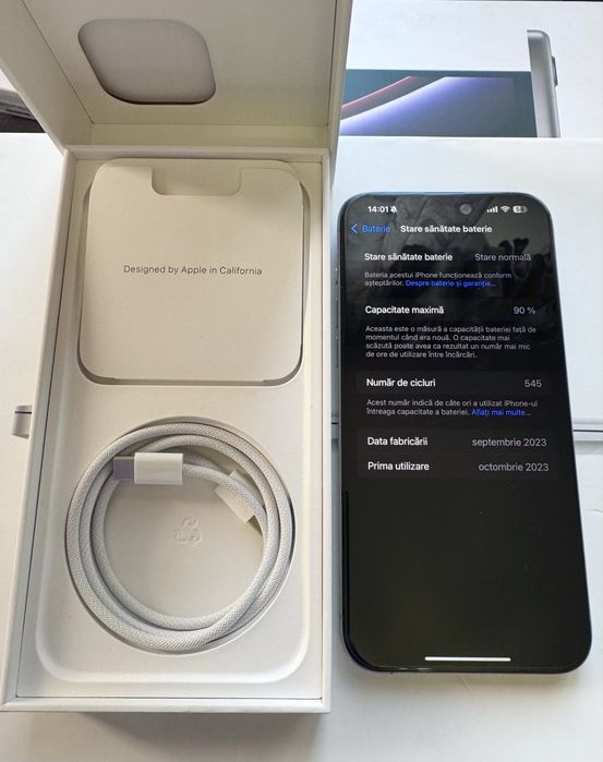 iPhone 15 Pro Max Natural Titanium Ca si Nou 10/10 - 90% baterie
