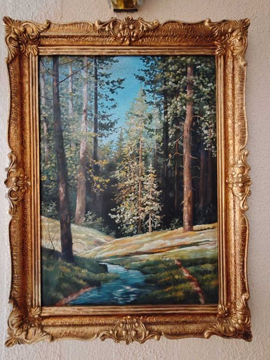 Set tablouri pictura vintage padure urs