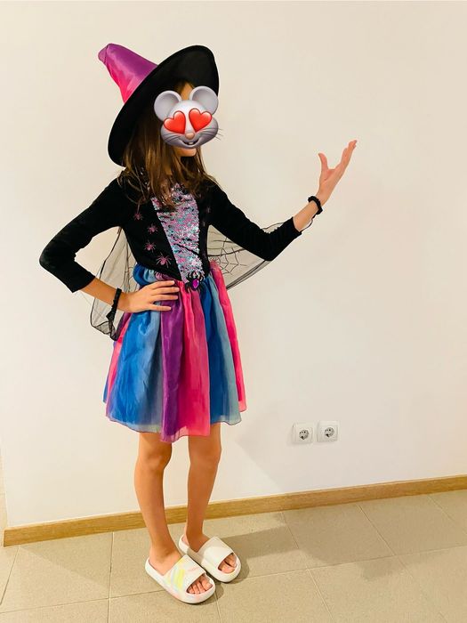 Costum Halloween vrăjitoare fete 6-8 ani