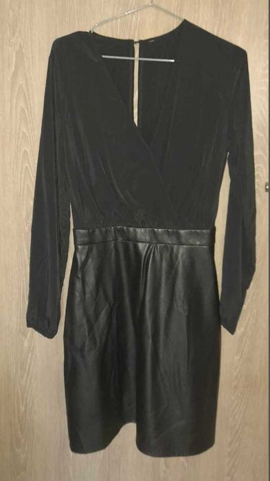 Rochie eleganta / voal & imitatie piele