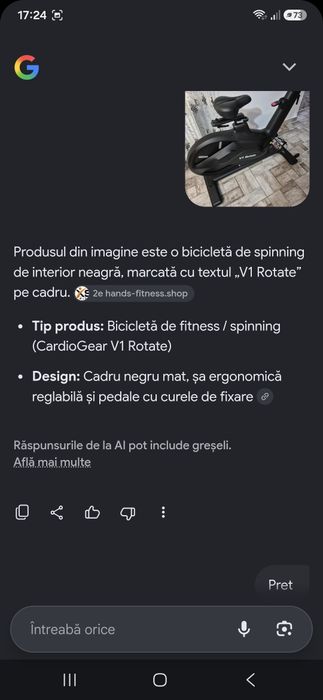 Bicicletă spinning CardioGear V1 Rotate