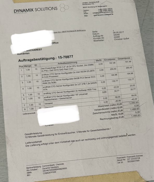 Server Dell PowerEdge R720 3,5” x8 2xCPU Socket DIMM, 1x PSU