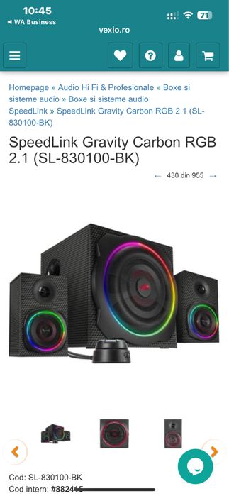 Boxe 2.1 SpeedLink Gravity Carbon RGB