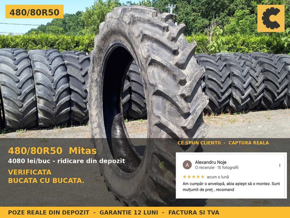 Cauciucuri 480/80R50 18.4R50 18.4-50 48080R50 Mitas ANVELOPE Tractor Mare Prasit Inguste SH GARANTIE Factura