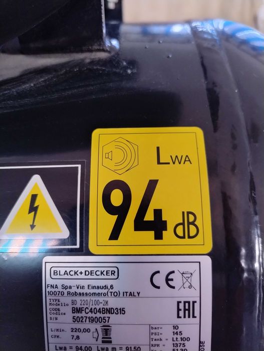Compresor de aer mobil,nou, Black&Decker, 100L, 10bar