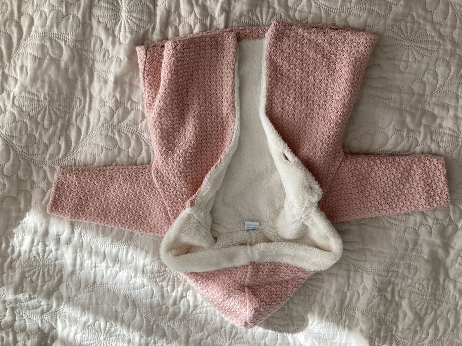 Плетена розова рокля и палто 12м 80см (комплект и отделно)