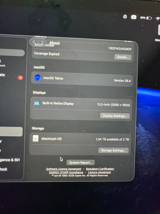 MacBook Pro 13.3 M1 2TB 16 RAM