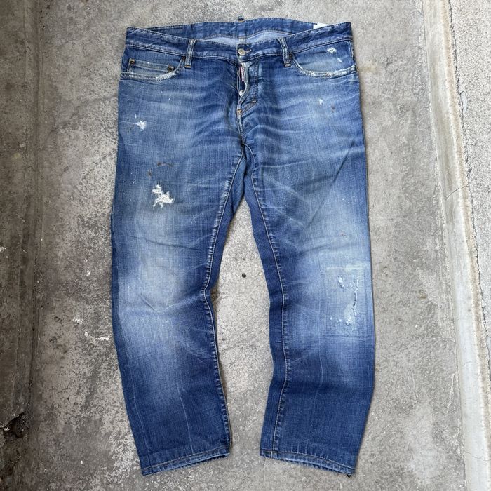 Blugi Dsquared2  vintage albastri  Distressed Denim Slim Fit 54 IT marimea L